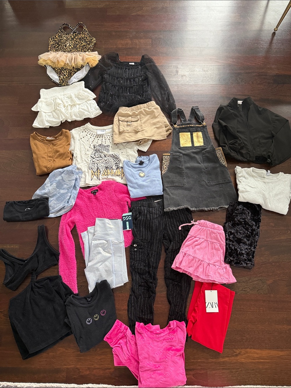 Zara Girls Mixed Tops & Bottoms Bundle in Black, Pink, Beige, White, Gray